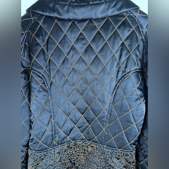 Vintage Jean Paul Women's Black Quilted Embroidered Black and Gold Jacket SZ 12 - Picture 6 of 16